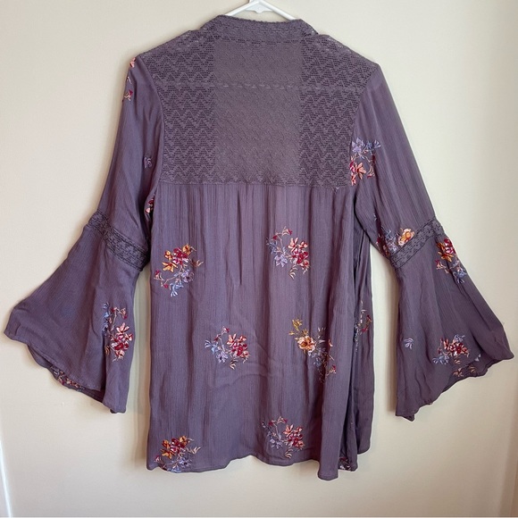 Sundance Anastasia Floral Embroidered Kimono in Dusty Purple Boho Size Small - Picture 4 of 16